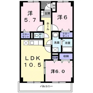 リヴィエール・桜【1階】の間取り