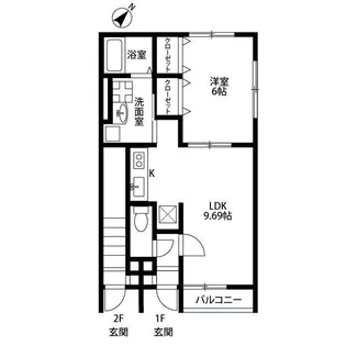 大阪府門真市四宮3丁目【テラスハウス】の間取り