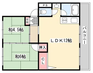 御殿山コーポA【4階】の間取り