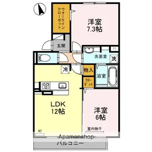 MAISON DE FLEUR 楠葉 ローズ A棟【2階】の間取り