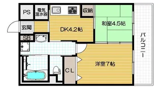 サンリスタ守口【407号室号室】の間取り