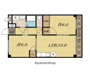 カサベルデ交野【4階】の間取り