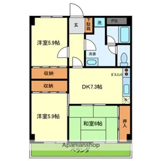 キザクラクズハハイツ【3階】の間取り