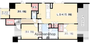 プラウド樟葉【6階】の間取り