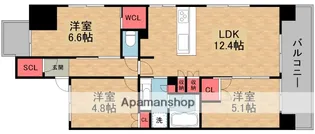 プラウド樟葉【8階】の間取り
