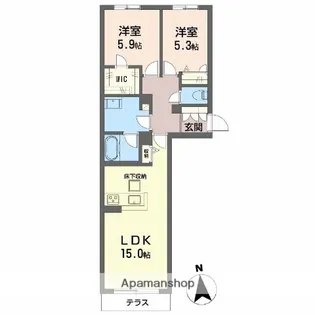 シャーメゾン グランシャリオ【1階】の間取り