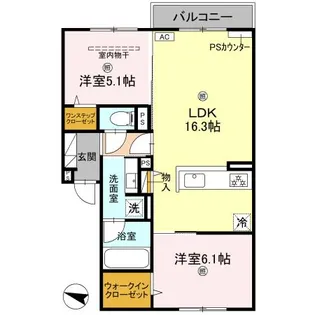フェリーチェコウズ【2階】の間取り