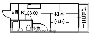 コーポタカハシB【4階】の間取り