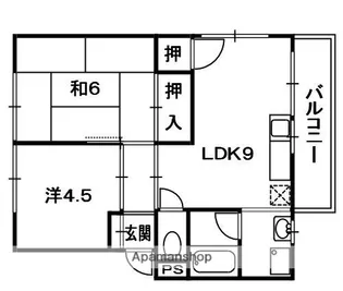 河合ハイツ(池之宮)【1階】の間取り