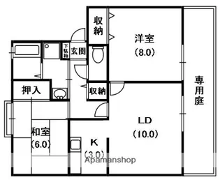 カルチェ東香里Ⅱ【1階】の間取り