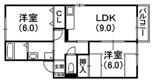 ボンジュール岡山手 2番館【1階】の間取り