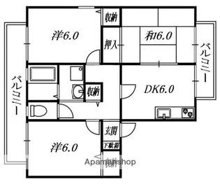 グリーンパーク楠葉A棟【2階】の間取り