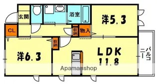 シャーメゾン香里ヒルズB棟【2階】の間取り