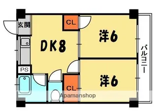 香里山之手ハイツ【3階】の間取り