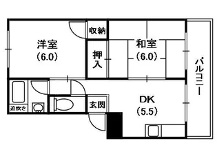 第1パークサイドハイツ【3階】の間取り
