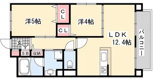 2LDKの間取り画像