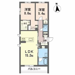 2LDKの間取り画像