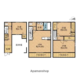 大阪府寝屋川市田井町【一戸建】の間取り
