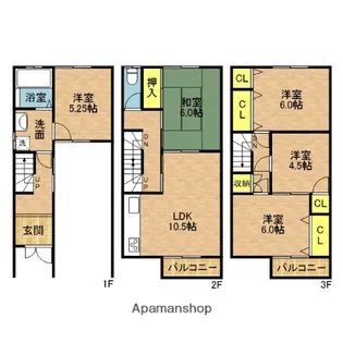 大阪府寝屋川市点野5丁目【一戸建】の間取り