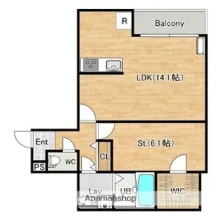 1LDKの間取り画像