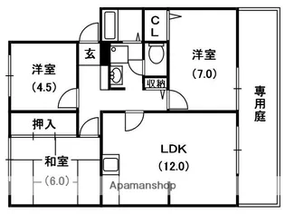 サンビレッジ岩井G【1階】の間取り