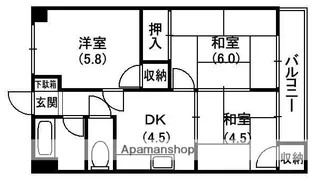 芳栄ハイツ【4階】の間取り