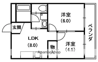 清水谷コーポ【2階】の間取り