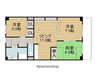 大阪府大東市氷野3丁目【マンション】の間取り