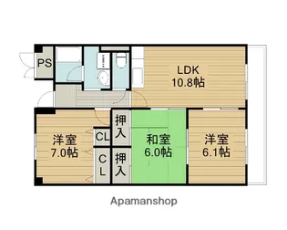 サンコート四條畷【3階】の間取り