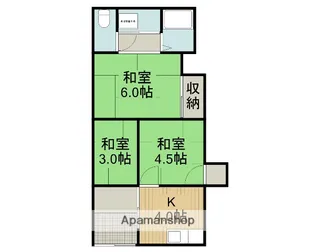 大阪府大東市北条5丁目【テラスハウス】の間取り