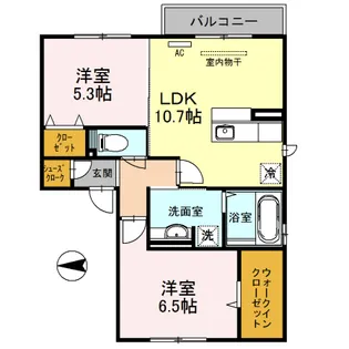 コーポラスツツミ E棟【205号室】の間取り