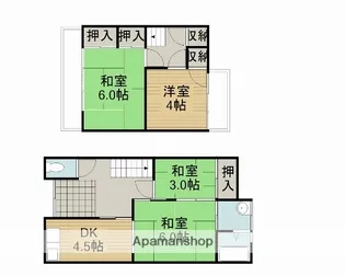大阪府大東市赤井1丁目【テラスハウス】の間取り