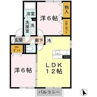 2LDKの間取り画像