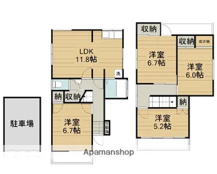 大阪府大東市北条1丁目【テラスハウス】の間取り