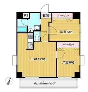 2LDKの間取り画像