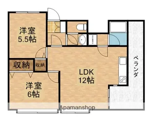 2LDKの間取り画像