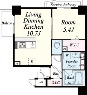ベラ・ルーナ北梅田【4階】の間取り