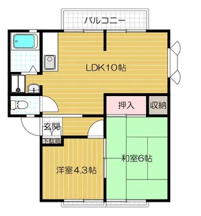 サンビレッジ岸部 C棟【202号室号室】の間取り