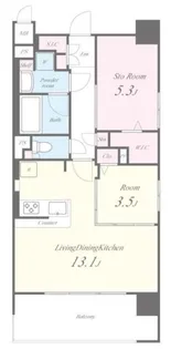 プレミアムコート千里丘【9階】の間取り