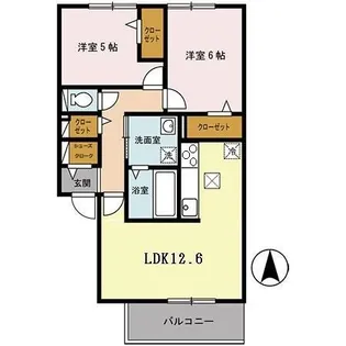 リュー・グロワール A棟【1階】の間取り