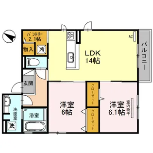 ソフィアコート鳥飼 B棟【2階】の間取り