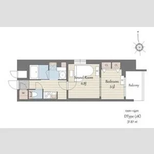 SーRESIDENCE天満橋AR【1401号室】の間取り