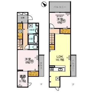 大阪府大阪市城東区東中浜2丁目【テラスハウス】の間取り
