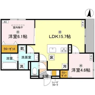 クラシスト三津屋南【1階】の間取り