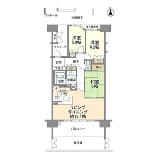 プラウド江坂【1階】の間取り
