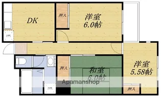 佐井寺ハイツ【1階】の間取り