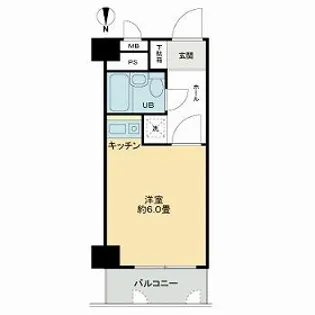 ライオンズマンション靱公園第2【6階】の間取り
