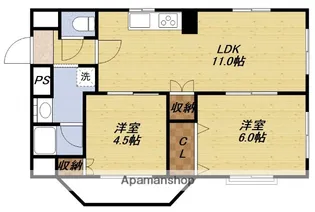 ベルフラワー山下【2階】の間取り