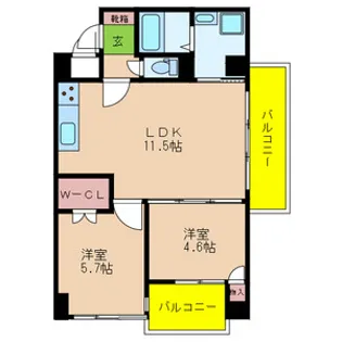 パレス東洋6号館【6階】の間取り