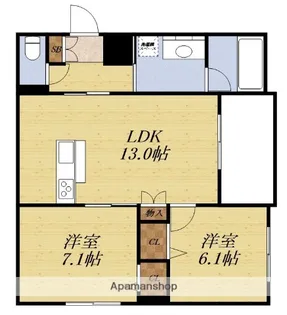 FORTUNA江坂【5階】の間取り